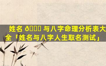 姓名 🐈 与八字命理分析表大全「姓名与八字人生取名测试」